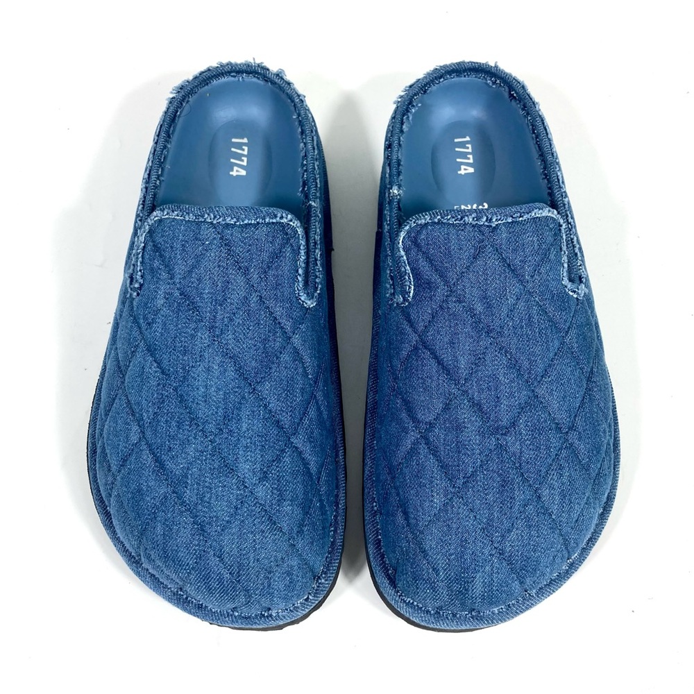Birkenstock 1774 Eliscu Quilted Denim Slide Clogs Mules Faded Denim 7 38 NEW - Picture 5 of 17